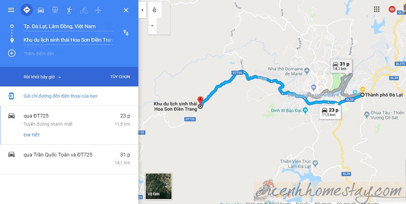 Tọa độ chính xác khu du lịch Hoa Sơn Điền Trang ở đâu của Đà Lạt?