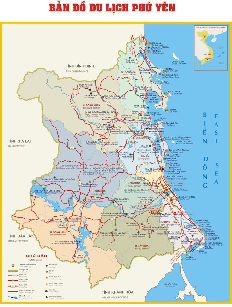 Bản đồ du lịch Phú Yên 2020 chi tiết từng địa điểm