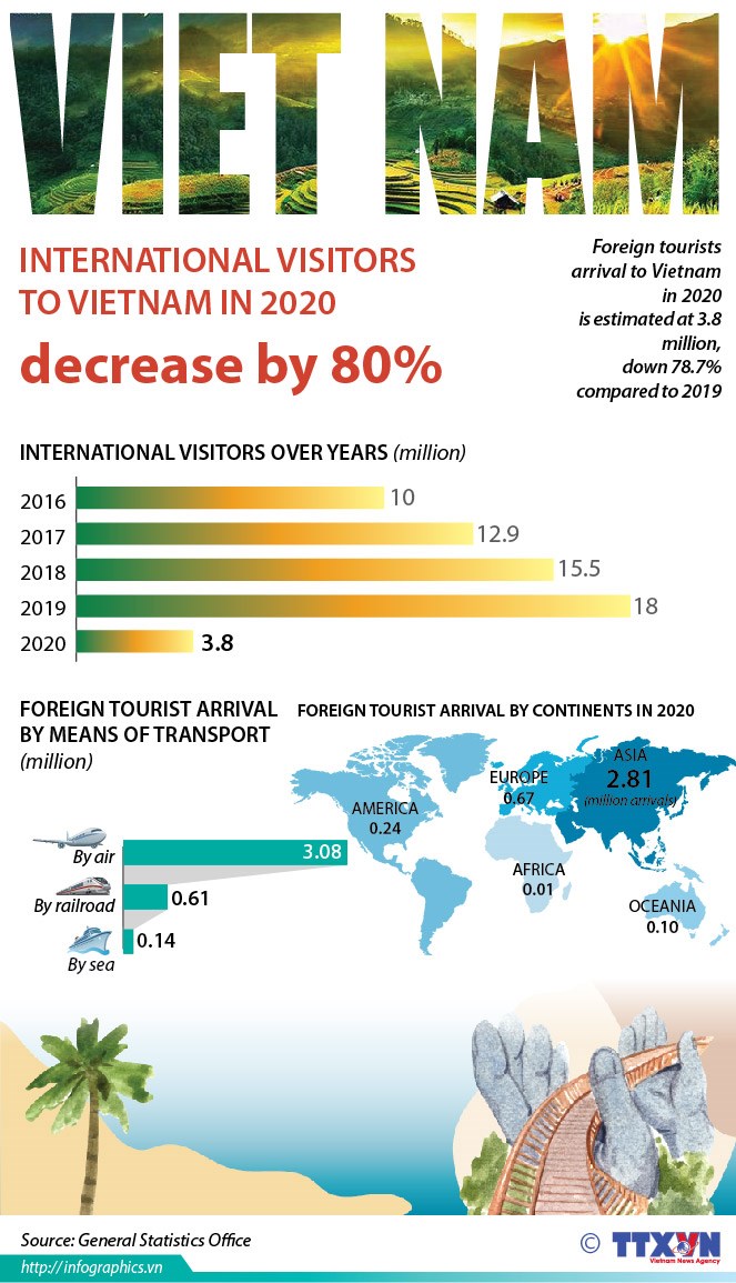 International visitors to Vietnam in 2020 decrease by 80 percent