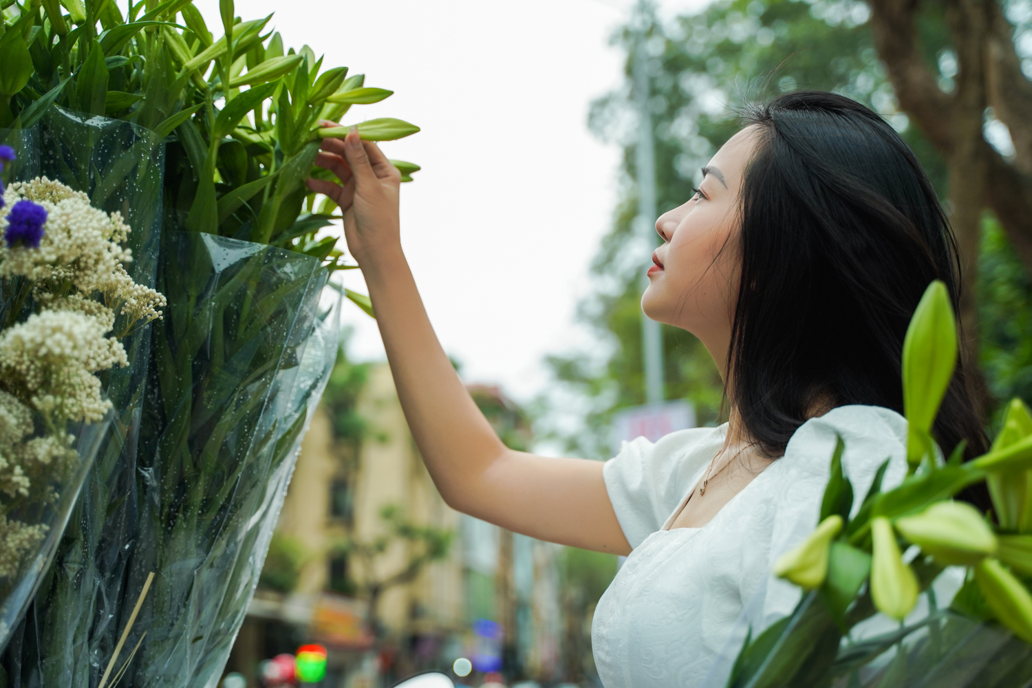 White lilies greet April in Hanoi