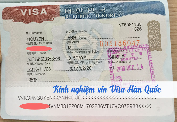 Kinh nghiệm xin Visa Hàn Quốc Tự Túc
