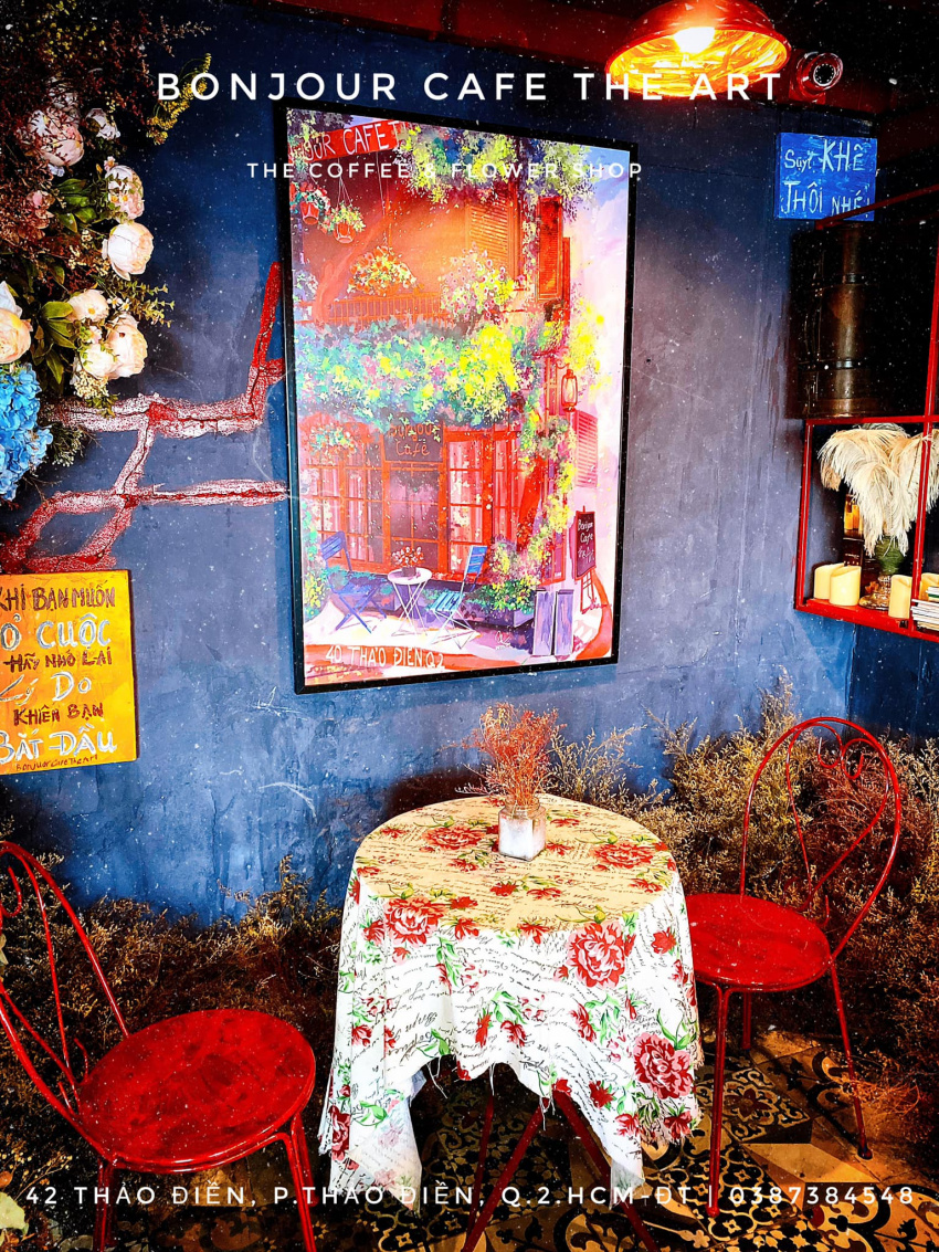 bonjour cafe the art – thế giới cổ tích ngập tràn hoa ở quận 2