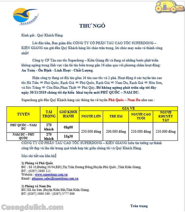 [HOT] SUPERDONG Khai Trương tuyến tàu Cao Tốc Phú Quốc - Nam Du