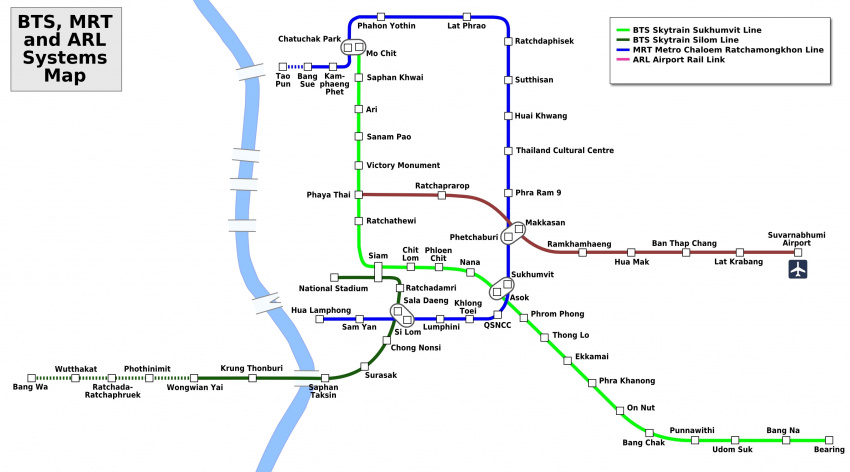 Hướng dẫn cách đi tàu BTS + MRT tàu điện ngầm Bangkok & bản đồ