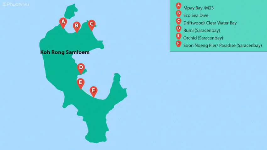 Bản đồ Koh Rong Samloem & các điểm du lịch
