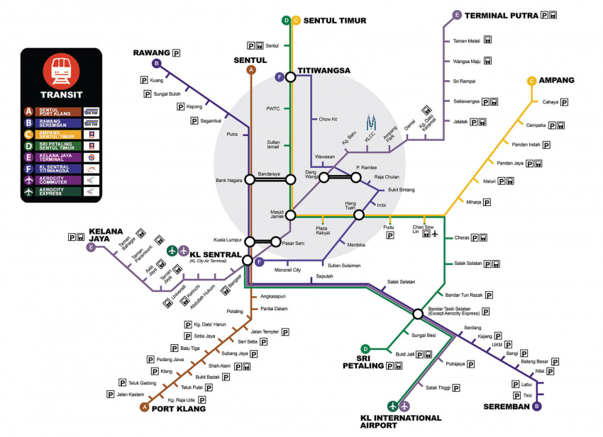 Bản đồ Kuala Lumpur: các điểm du lịch & bản đồ LRT / MRT