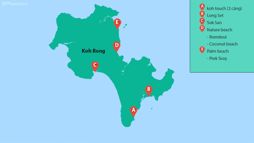Bản đồ Koh Rong & các điểm du lịch